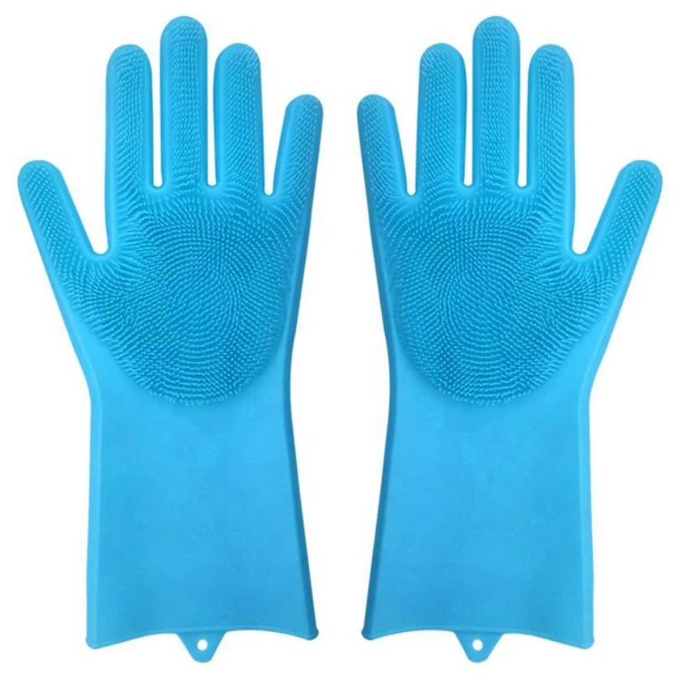 Multipurpose non stick magic silicone cleaning brush gloves with scrubber for washing kitchenware fruit vegetable pet hair