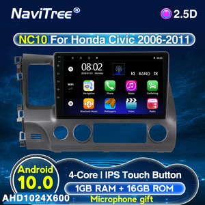 Navitree Android 10.0  4 core 1+16G 2.5 D IPS Car Radio  For Honda Civic 2006-2011 Car Video Player  Car audio wifi BT