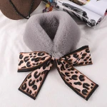 New Arrival Elegant Winter Women Wrap Stole Scarves Faux Mink Fur Collar Scarf with Silk Ribbon