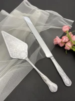 NEW baking tools gold wedding bridal gifts cake knife cutter slicer vintage heavy duty stainless steel royal cake server set
