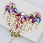 New Colorful Tassel Sew On Rhinestones Applique Horse Eye Dragonfly Shape Crystal Strass for Wedding Dress Decoration