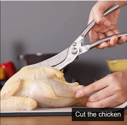New design Multifunctional Poultry Shears Spring-Loaded  heavy duty Kitchen Scissors for Cutting Chicken Meat Bone Fish