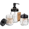 New Design Transparent Glass Material Household Mason Jar Bath Accessories Bathroom Vanity Set Luxury