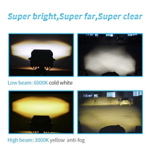 New mini driving light laser gun motorcycle lighting system dual colors 30W*2  Led Working motor cycle fog lights High Low Beam