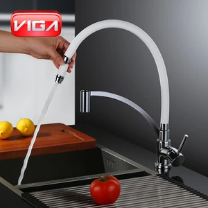 New product VIGA faucet white and chrome silicon kitchen mixer