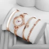 New Slim Stone Womens Wrist Watch and Bracelet Luxury Gift Girls Diamond Quartz Watches 2024 New Trend 3 Sets Watch for Lady