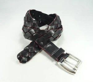 New style leisure custom knitted weave buckle leather belt