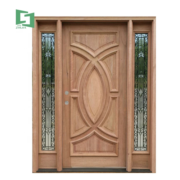 New Trend Factory Supply Solid Wooden Glass House Exterior Front Wooden Doors