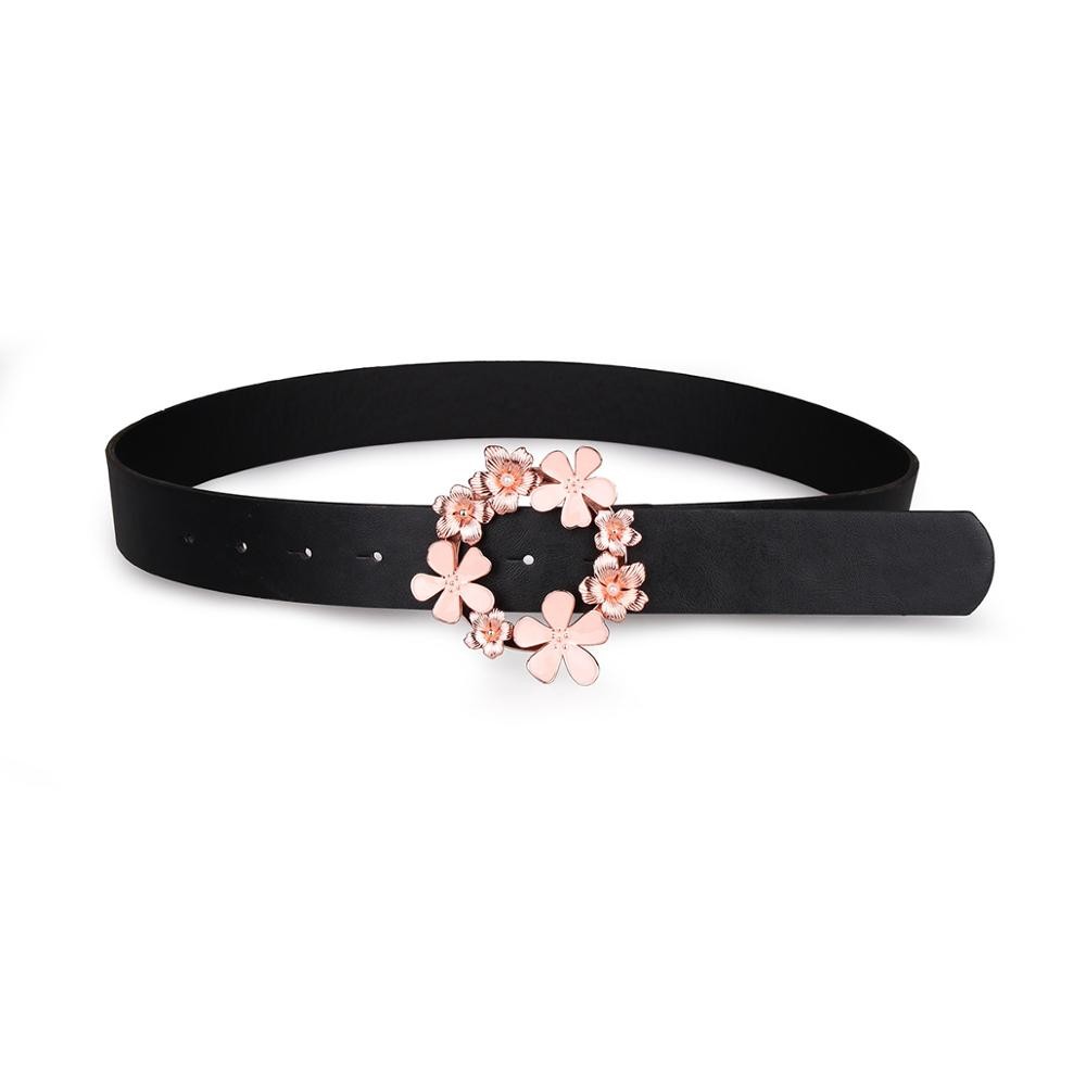 New women&#x27;s flower pearl PU Leather  belt fashion lady belt