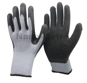 NMSAFETY PPE manufacturer 10 gauge knitted 21S grey polyester coated black latex working glove