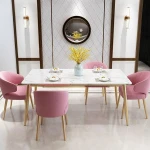 Nordic dining table and chair combination simple iron restaurant dining table small apartment marble dining table and chairs