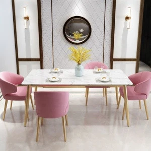 Nordic dining table and chair combination simple iron restaurant dining table small apartment marble dining table and chairs