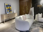 Nubuck leather  armrest  living room sofa set Luxury Curved sofa