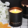 OEM/ODM Flameless Decoration Personalized Custom Black Glass Scented Candle with Rose Lids, Popular Fragrance Customized Luxurious Glass Jar Scented Candle