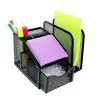 Office Supplies 4 Compartments Desktop Metal Black Storage Holder Mesh Desk Organizer Set with Sliding Drawers