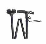 Old people Medical get up and go cane with double grab handle and LED walking stick