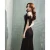 Import One-shoulder ladies banquet fishtail evening dress black prom dresses from China