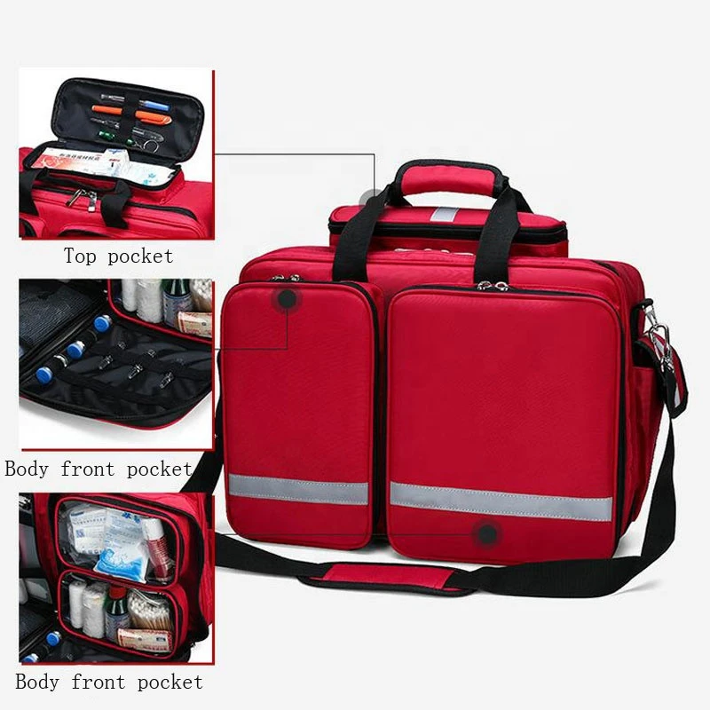 Outdoor First Aid Kit Refrigeratible Sports Red Nylon Waterproof Cross Messenger Bag Family Travel Emergency Medical Bag