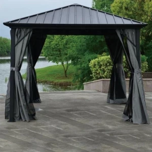 Outdoor gazebo pergola with steel roof for G110