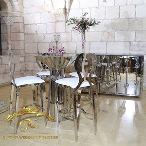 outdoor mirrored glass stainless steel bar table