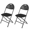 Outdoor Wedding Party Banquet Event Patio Garden Chair Portable Durable Foldable Fanback Plastic Chair Black
