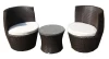 Outsunny Flat Rattan Garden Furniture Set 3 PCs Bistro Swivel Egg Chairs