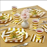 PARTY DISPOSABLE 36 PC DINNERWARE SET 18 Dinner Plates 18 Side Plates Heavy Duty Disposable Paper Plates Hexagon Design