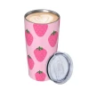 Pink Strawberry 20oz Stainless Steel Tumbler Cup Double Wall Vacuum Insulated Travel Coffee Mug with Lid and Straw for Camping