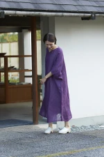 Plain fashion collarless cotton casual lady dress autumn for women