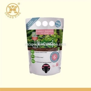 Plastic Wine pouch made in China, Custom printed plastic bag with bottom gusset for wine packaging -T046