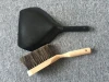 Portable Cleaning Dust Pan with Brush Mini Metal Dustpan and Wooden Handle Broom for Big Kids or Adults to Clean Table Keyboard