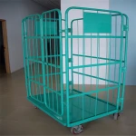 portable rolling metal storage cage with 4 wheels