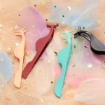 Professional tools eyelash extension tweezers colorful eyelash applicator tweezer
