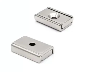 Rectangular Pot Channel Industrial Permanent Block Countersunk Hole Neodymium Magnet