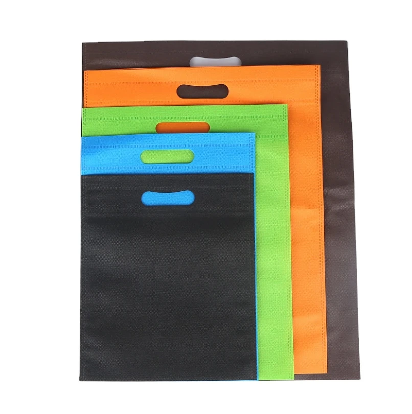 Recycle biodegradable 80gsm non woven d-cut tote shopping bag