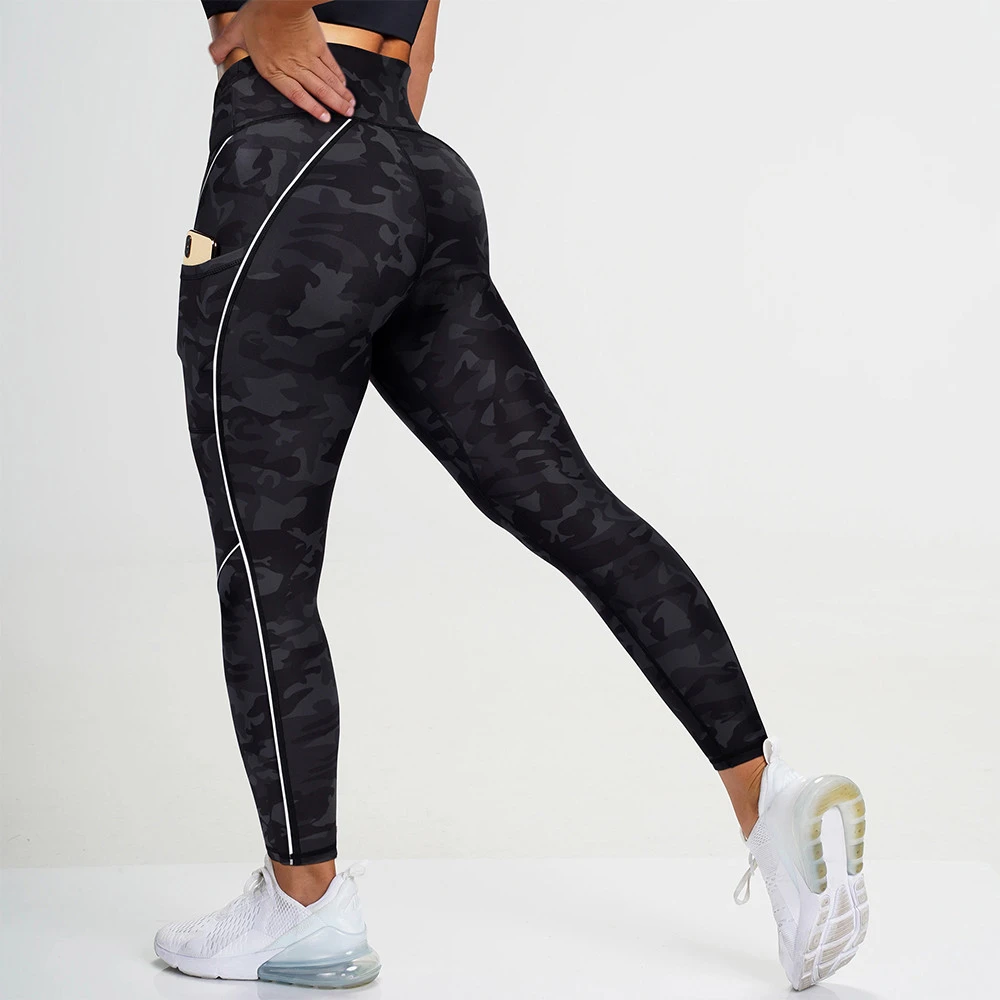 Reflective Yoga High Quality Quick Dry Active Wear Material Running V Shape High Waist Custom Ladies Tights Gym Leggings