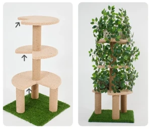 Relipet Luxurious Plant  Cat Tree with Leaves Pet Climbing Tower Simulation Tree Natural Style