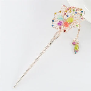 Retro Hollow Out Hairpins Top Quality Colorful Rhinestone Hair Sticks