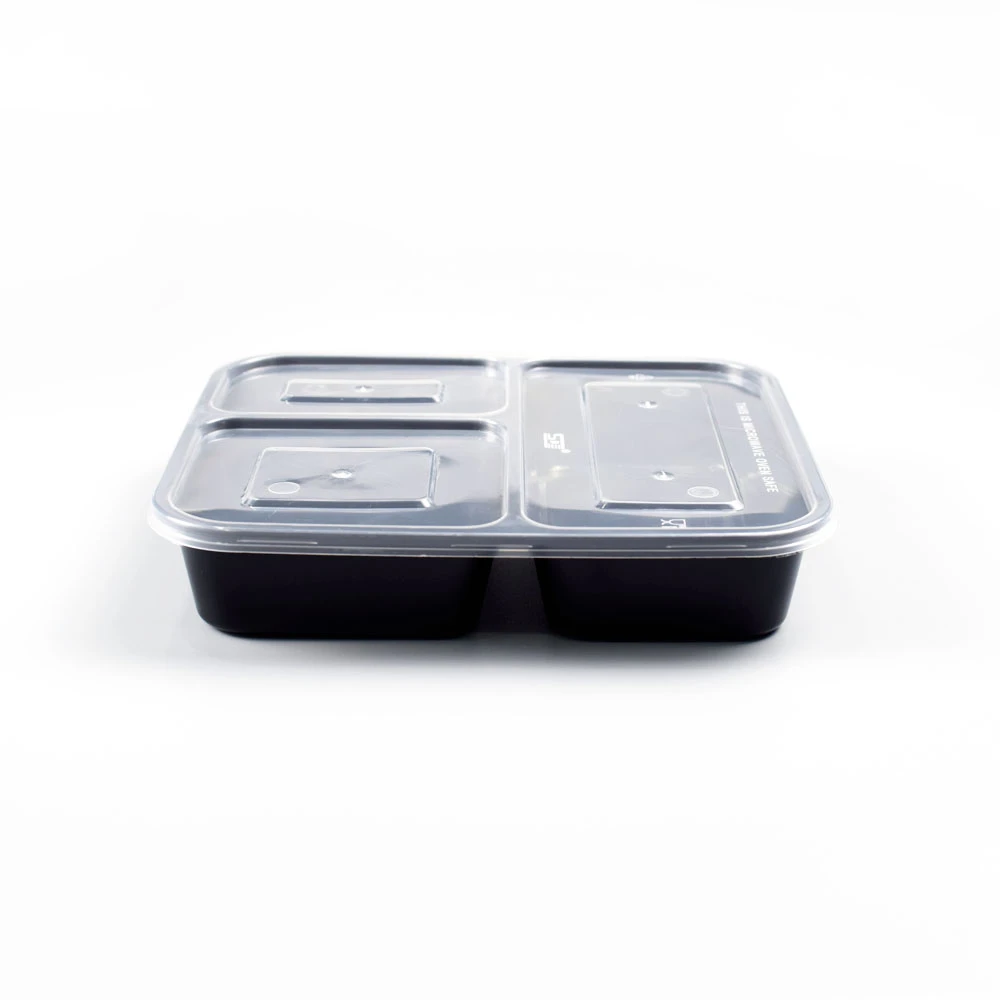 Reusable Meal Prep 3 Compartment Plastic Divided Lunch Containers Food Storage Containers with lids Bento Lunch Box