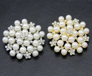 Ribbon Pearl Crystal Flower Brooch Garment Accessories