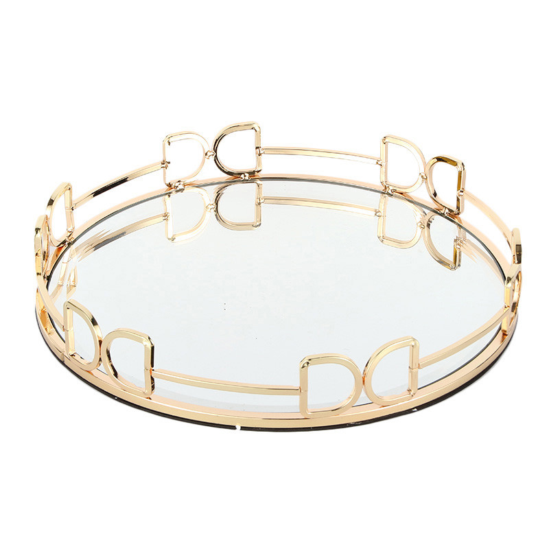 Buy Round Gold Decoration Coffee Table Metal Frame Mirror Tray from ...