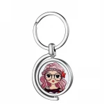 Round Sublimation Double-sided Blank Rotating Metal Keychains Custom Wholesale In Stock