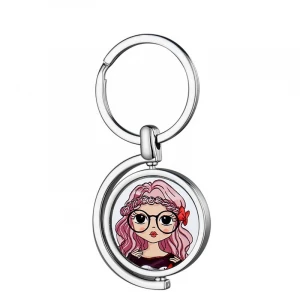 Round Sublimation Double-sided Blank Rotating Metal Keychains Custom Wholesale In Stock