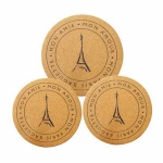 Round/square waterproofing MDF cork hot pad custom logo printing wooden coaster