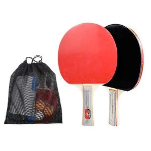 Rubber Wood Training Table Tennis Rackets Bats Set Ping Pong 3 Balls