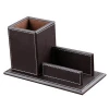 School desk leather stationery organizer pen holder for office supplies