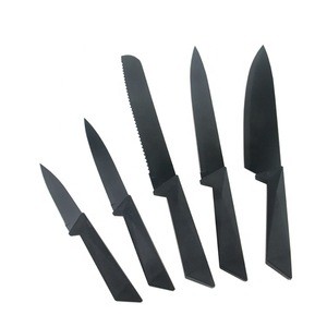 Set of 5 Black Stainless Steel Knife Set Cutlery Kitchen Knives stainless steel knife set
