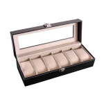 sewing white line leather watch case with 5 slots