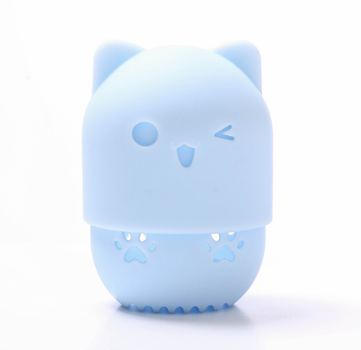 Silicone Cat Cute Shaped Candy Color  Silicone Makeup Puff Powder Beauty Case Holder Custom Logo