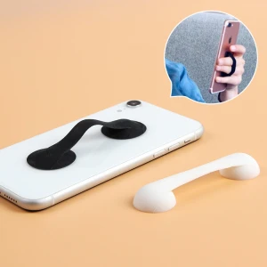 Silicone soft cell phone grip stand double head suction cup hook to fixed wiper phone holder